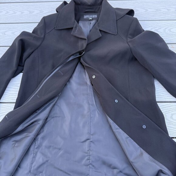 Gallery Sz 12 Full Length Winter Raincoat Black Removable Hood Trenchcoat - Picture 5 of 8